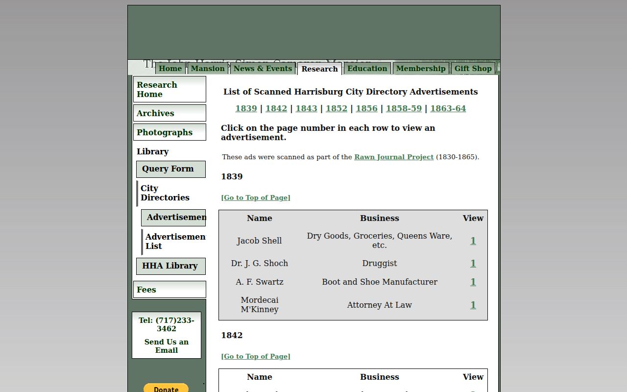 Dauphin County city directory digitized historical advertisement collection