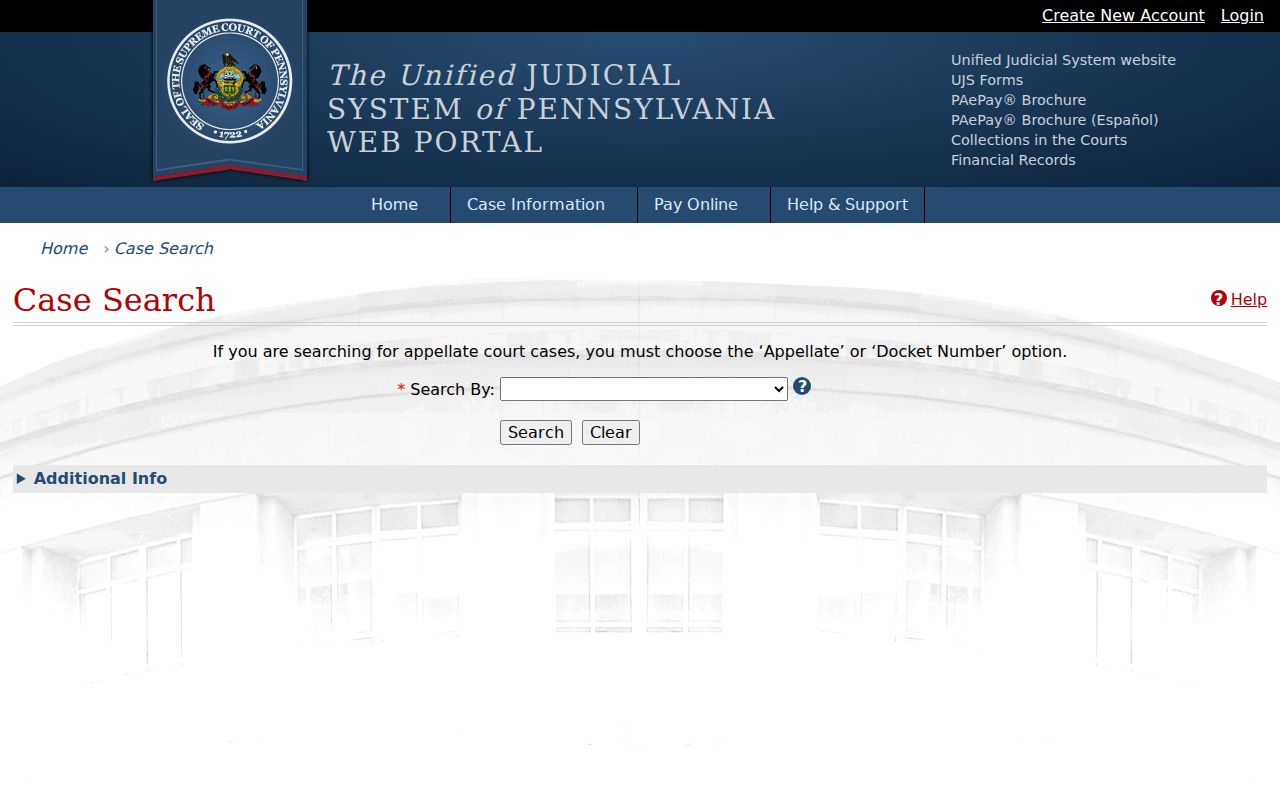 Dauphin County residents directory Pennsylvania court case search filters