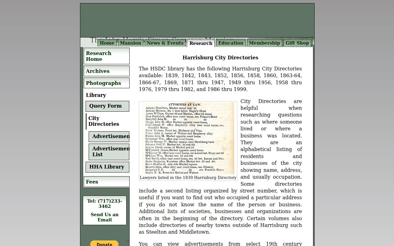 Dauphin County residents directory historical Harrisburg city directories