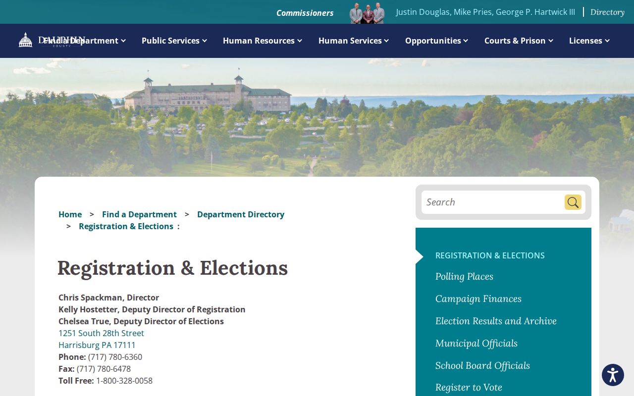 Dauphin County neighbors Registration and Elections office