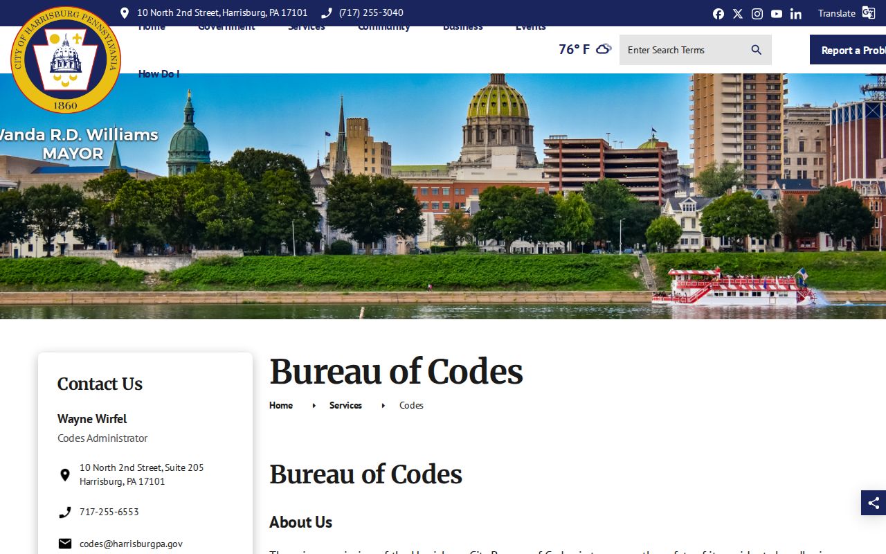 Dauphin County street directory Harrisburg Bureau of Codes