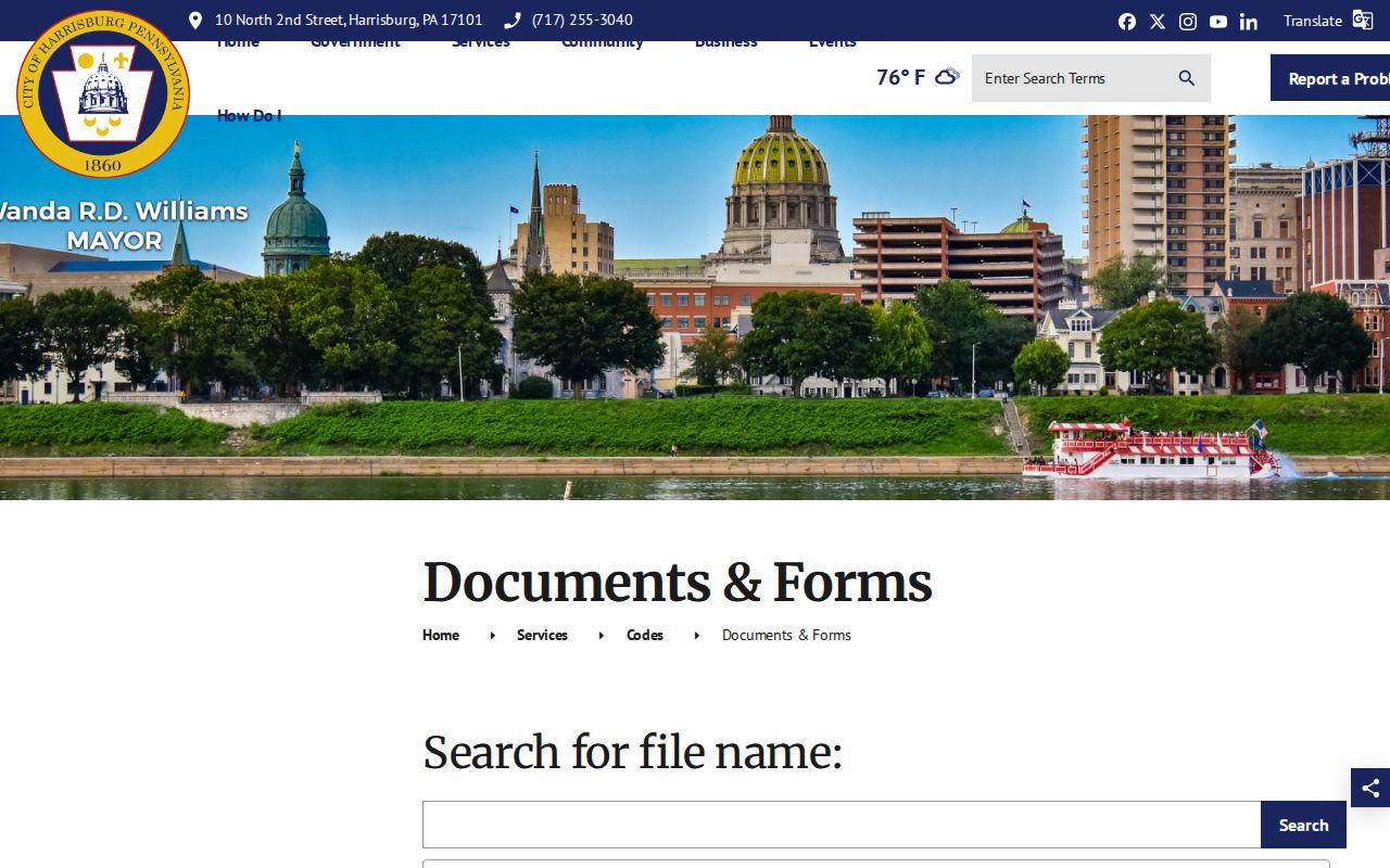 Dauphin County street directory Harrisburg Codes documents and forms